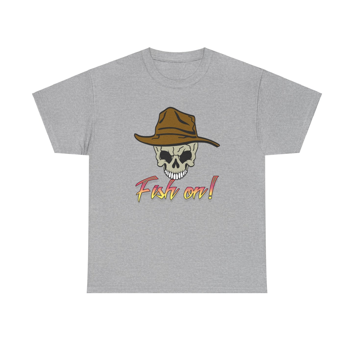 Fish on Skull. Heavy Cotton T-Shirt