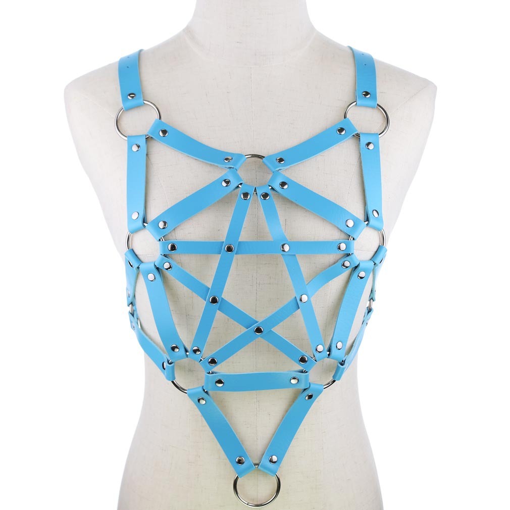 Pentagram leather body harness