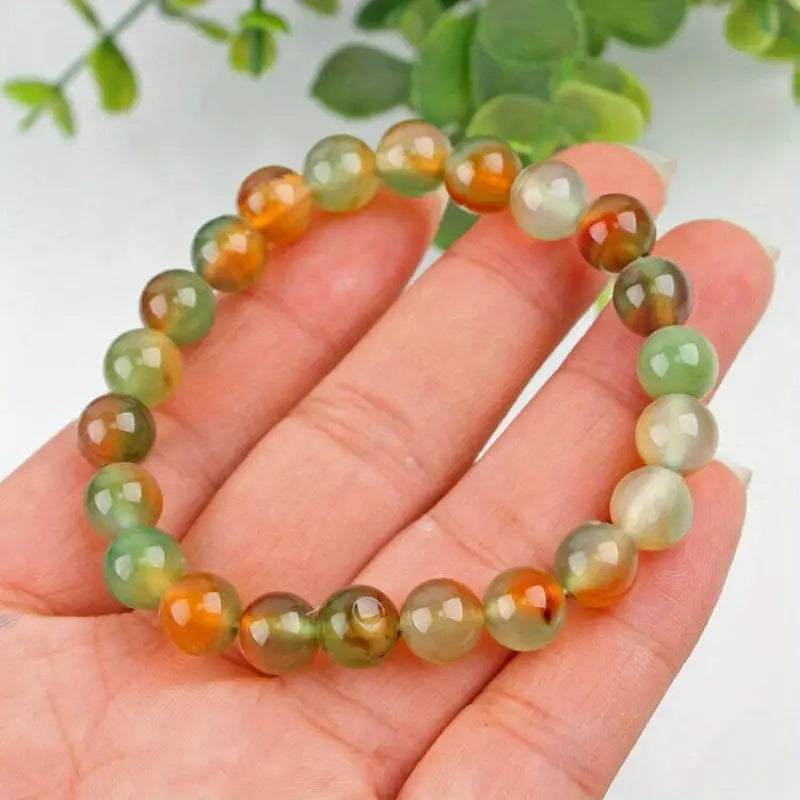 Peacock Agate Round Beads Healing Balance Reiki Bracelet