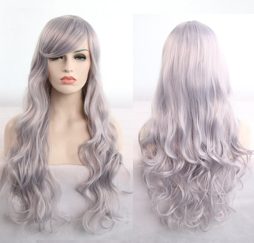 Anime cos wig color 80cm long curly cosplay