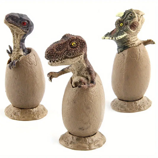 Dinosaur Hatching Egg Figures with Base 3pc set