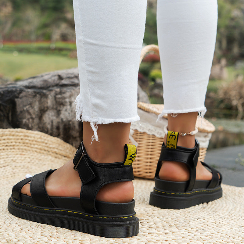 Cross-strap Buckle Plus Size Roman Style Sandals