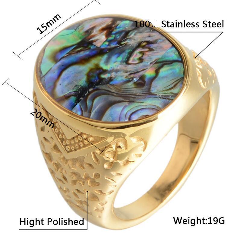 Men's Titanium Steel Abalone Shell Ring