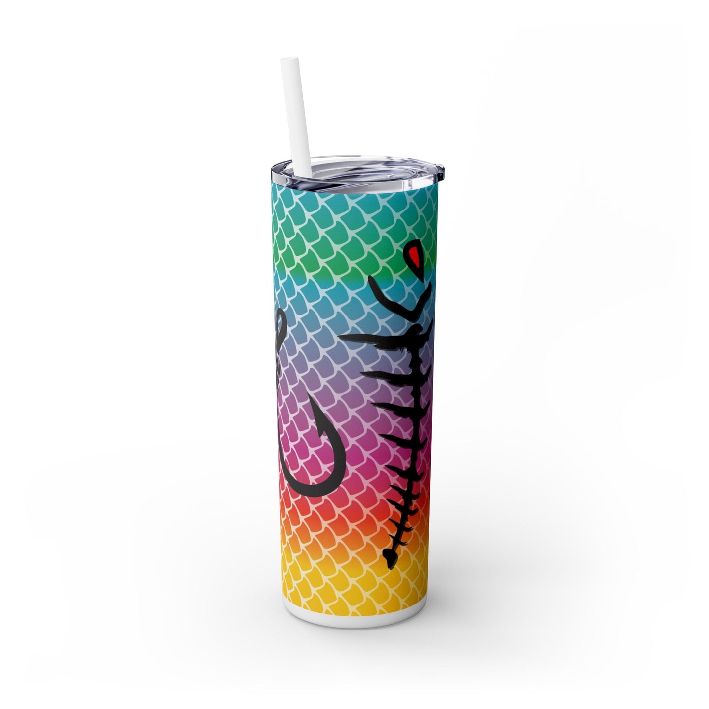 Bite Me Fish Hook. 20oz Skinny Tumbler with Straw