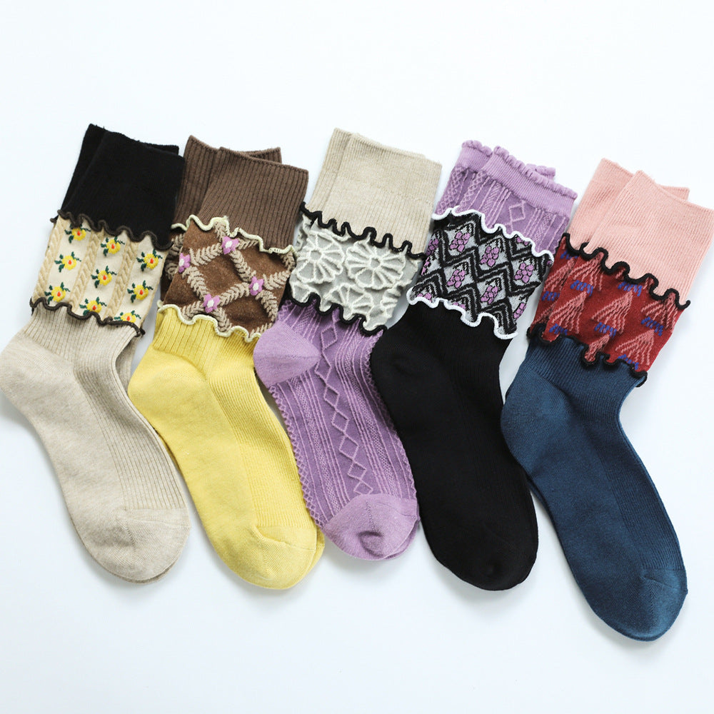 Floral Three-dimensional Loose Socks