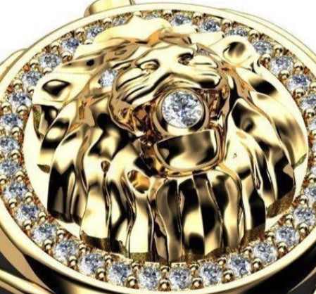 Men's Full Rhinestone Zircon Lion Ring