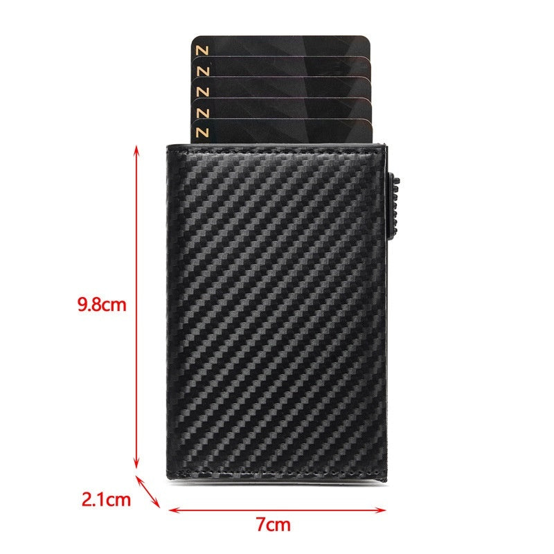 Carbon Fiber Large Capacity Automatic Aluminum Box Anti-theft Swiping Multiple Card Slots Wallet