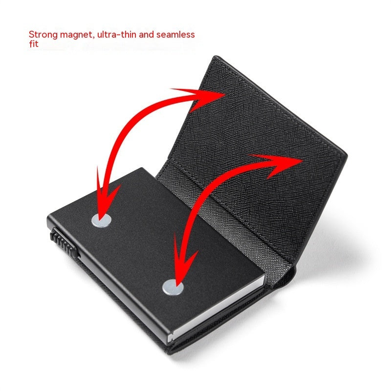 Carbon Fiber Large Capacity Automatic Aluminum Box Anti-theft Swiping Multiple Card Slots Wallet