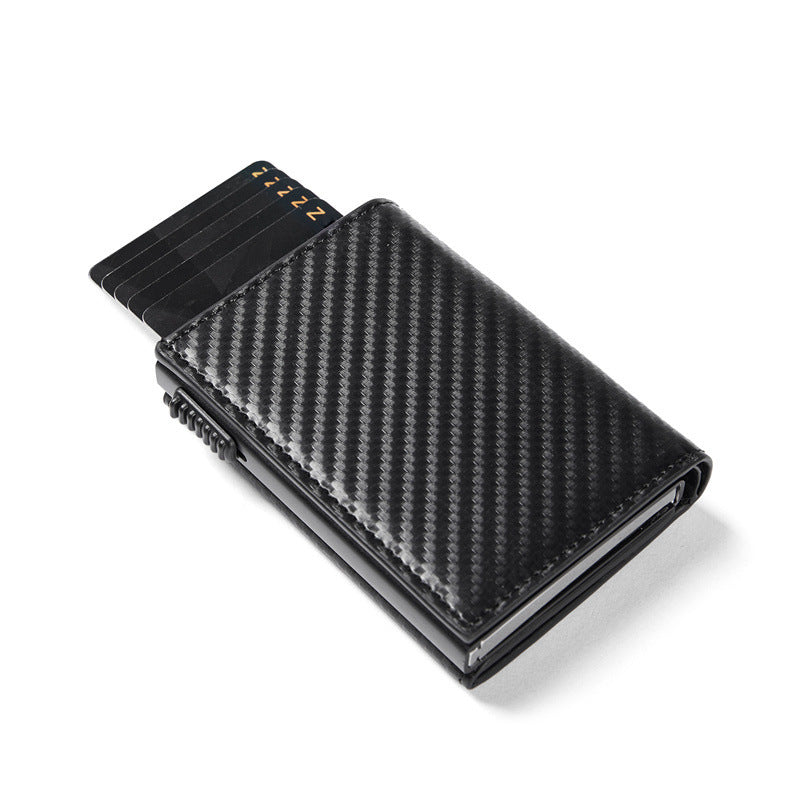 Carbon Fiber Large Capacity Automatic Aluminum Box Anti-theft Swiping Multiple Card Slots Wallet