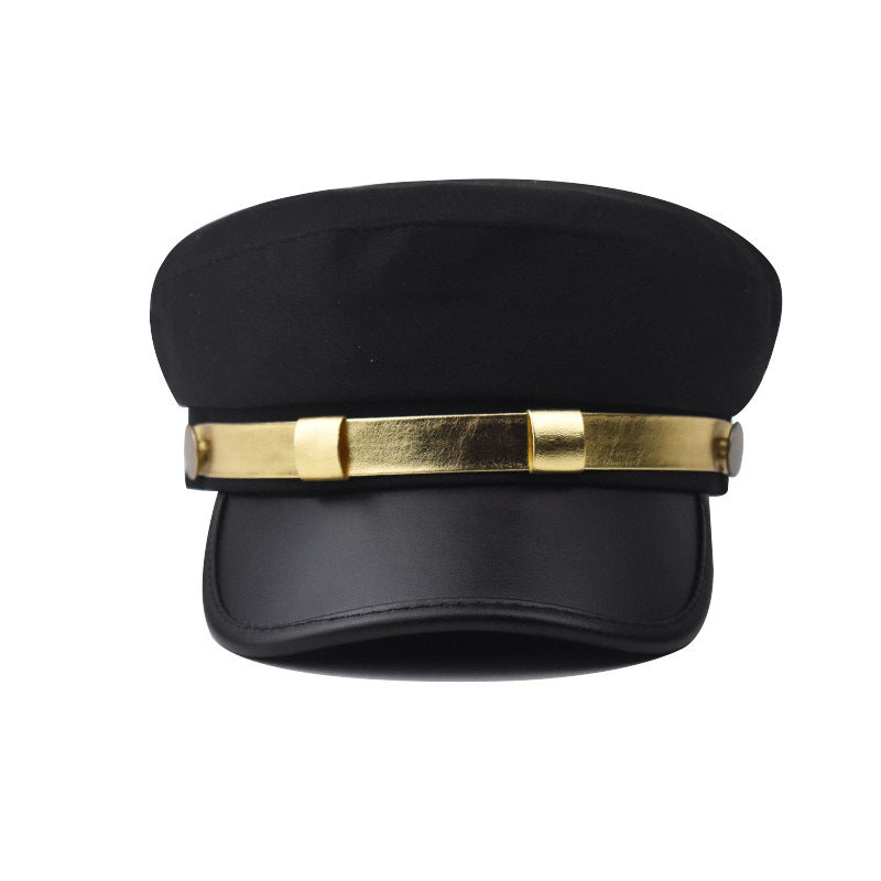 PU Leather Flat-top Cap