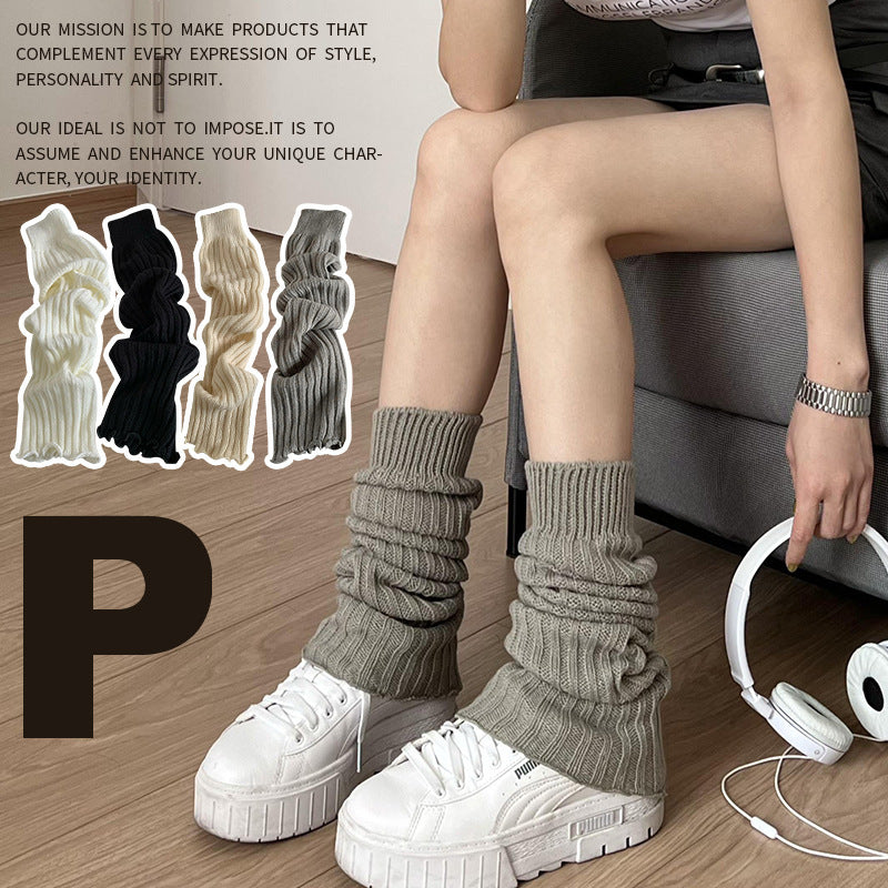 Bunching Socks Striped Knitted Leg Warmers