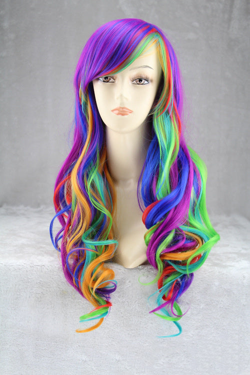 Colorful rainbow gradient hairstyle Wig