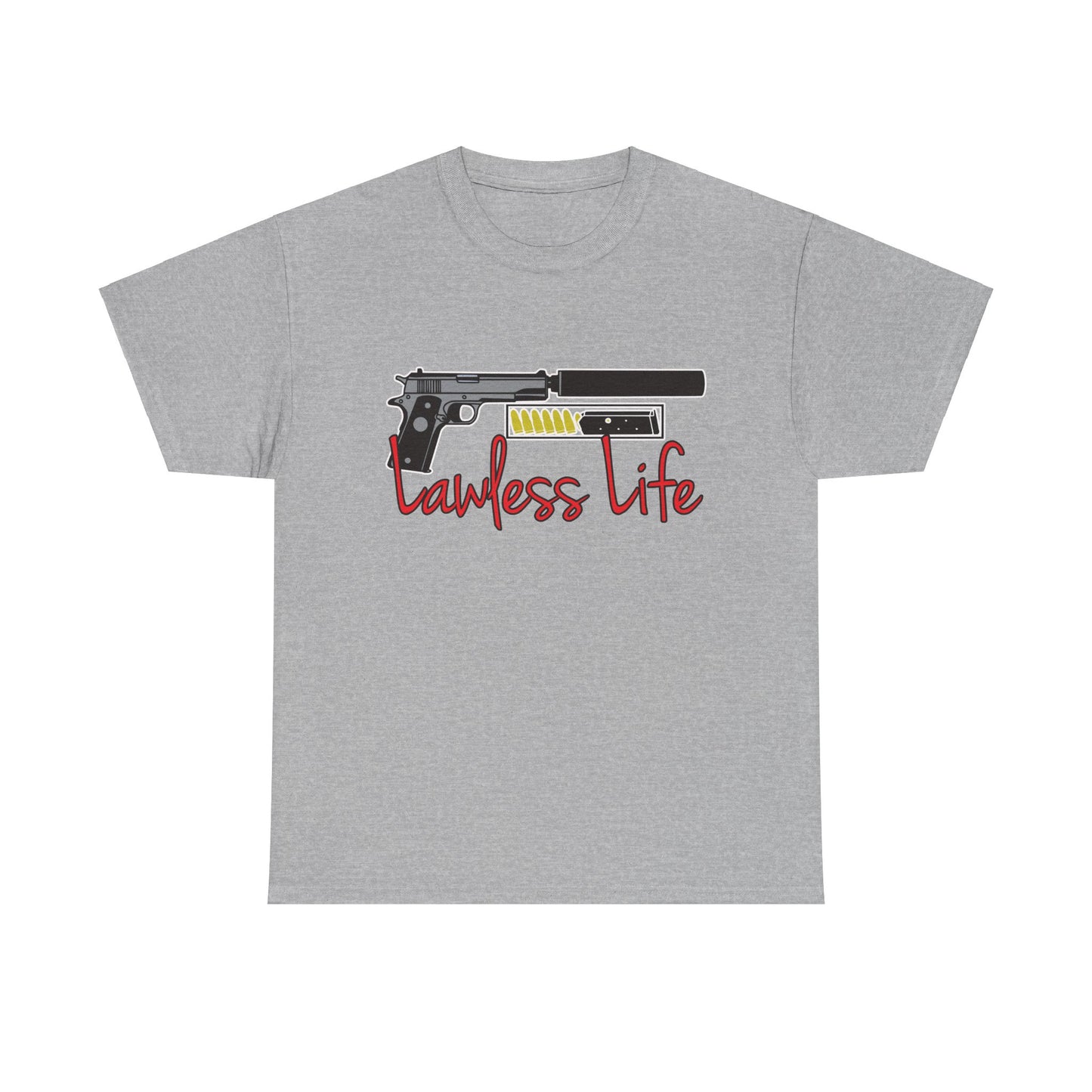 Lawless Life Silencer Pistol. Heavy Cotton T-Shirt