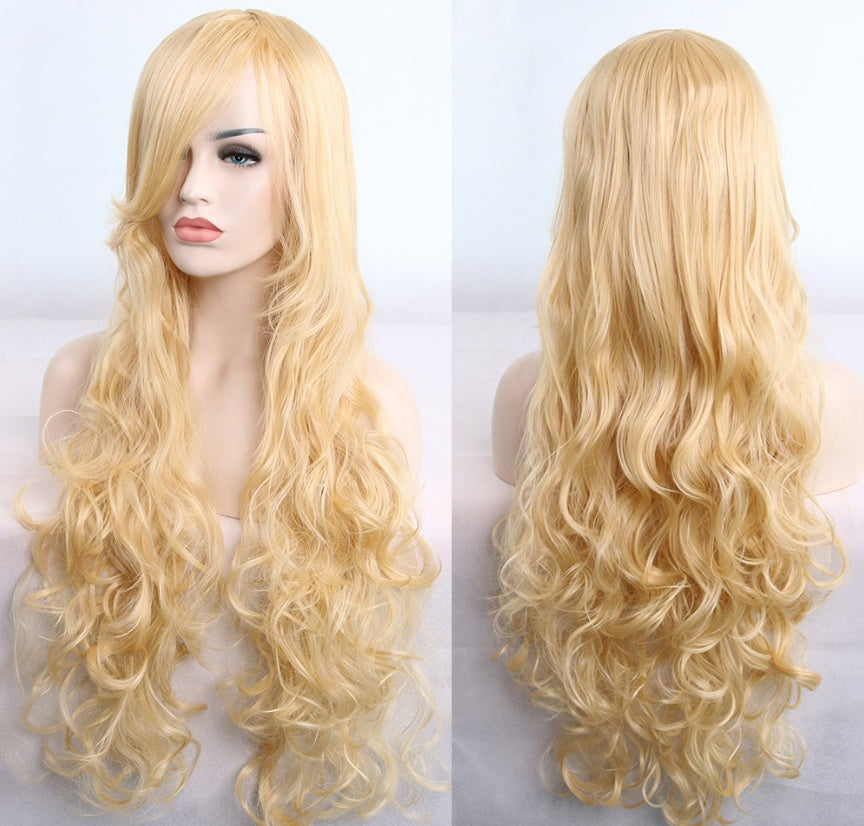 Anime cos wig color 80cm long curly cosplay