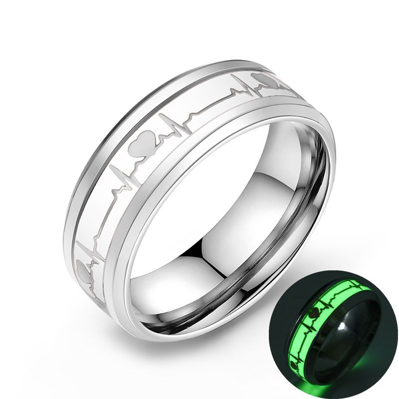 ECG Heartbeat Carbon Fiber Ring