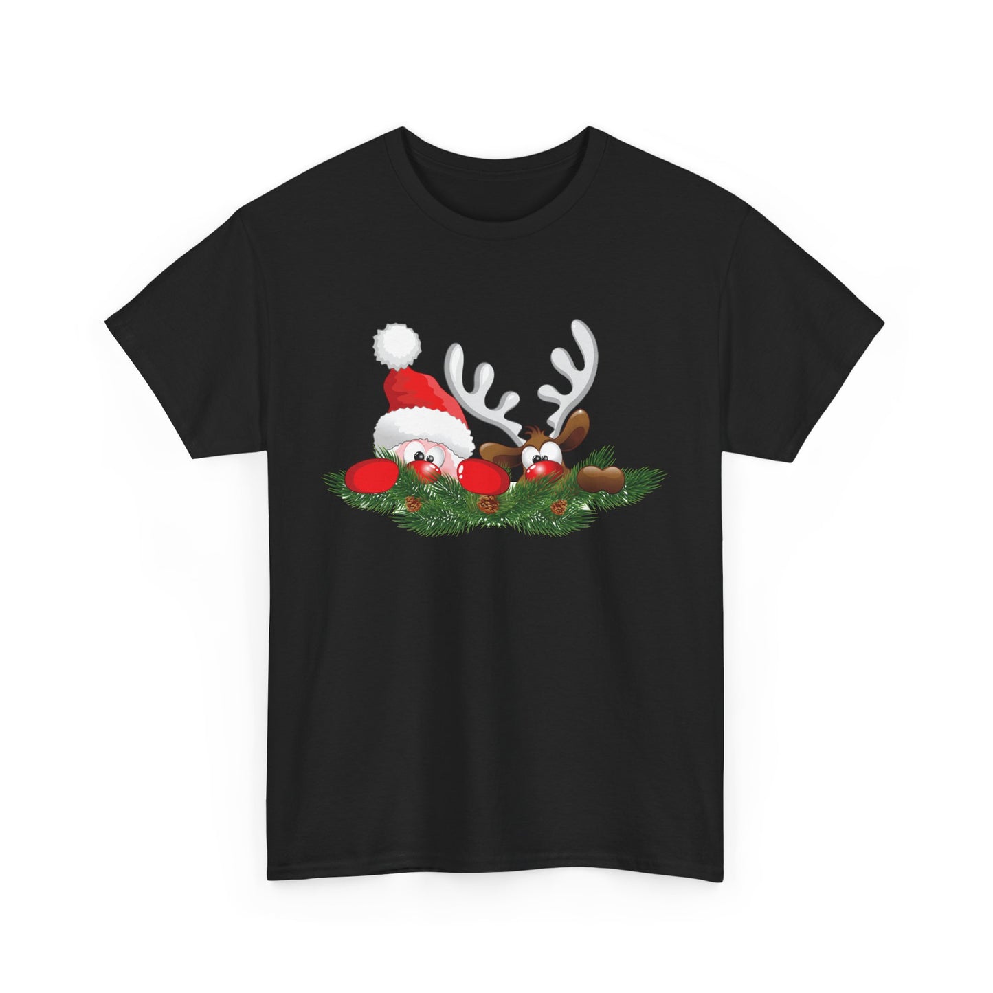 Peeking Santa. Heavy Cotton T-Shirt