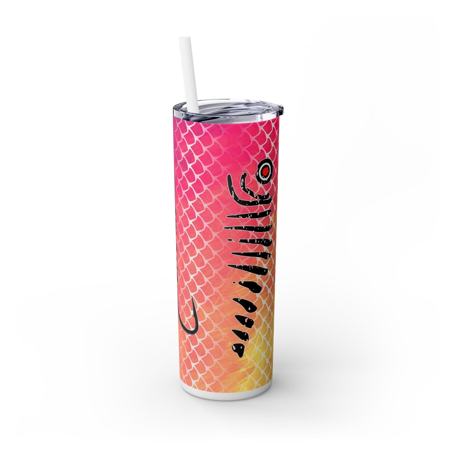 Bite Me Fish Hook. 20oz Skinny Tumbler with Straw