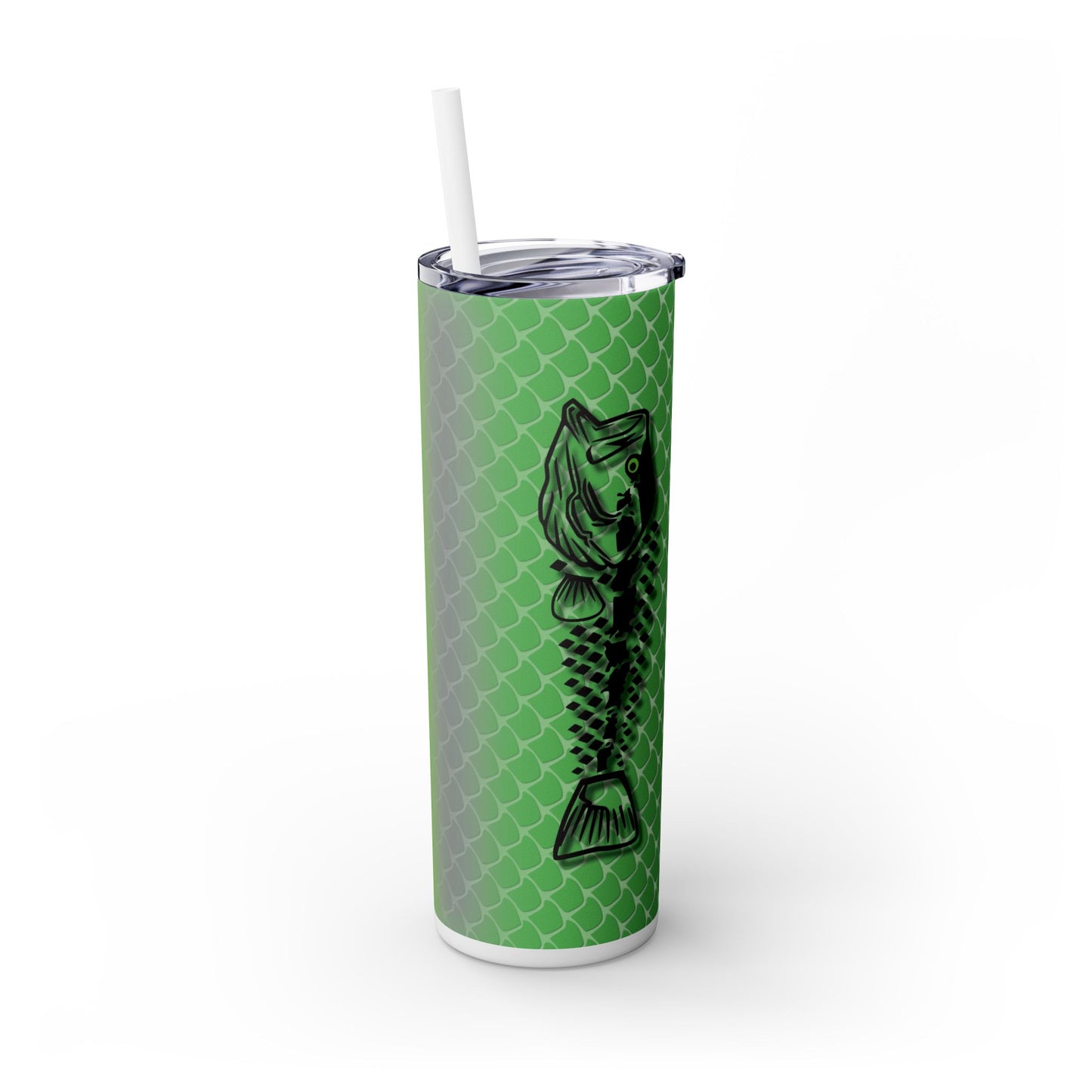 Bass Fish Scales. 20oz Skinny Tumbler with Straw