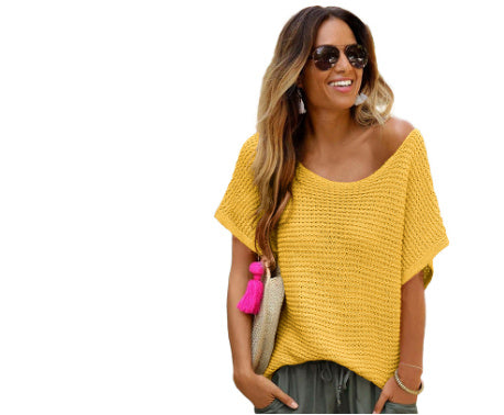 Round Neck Solid Color Sweater