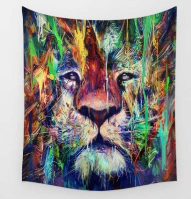 Colorful Lion tapestry wall hanging