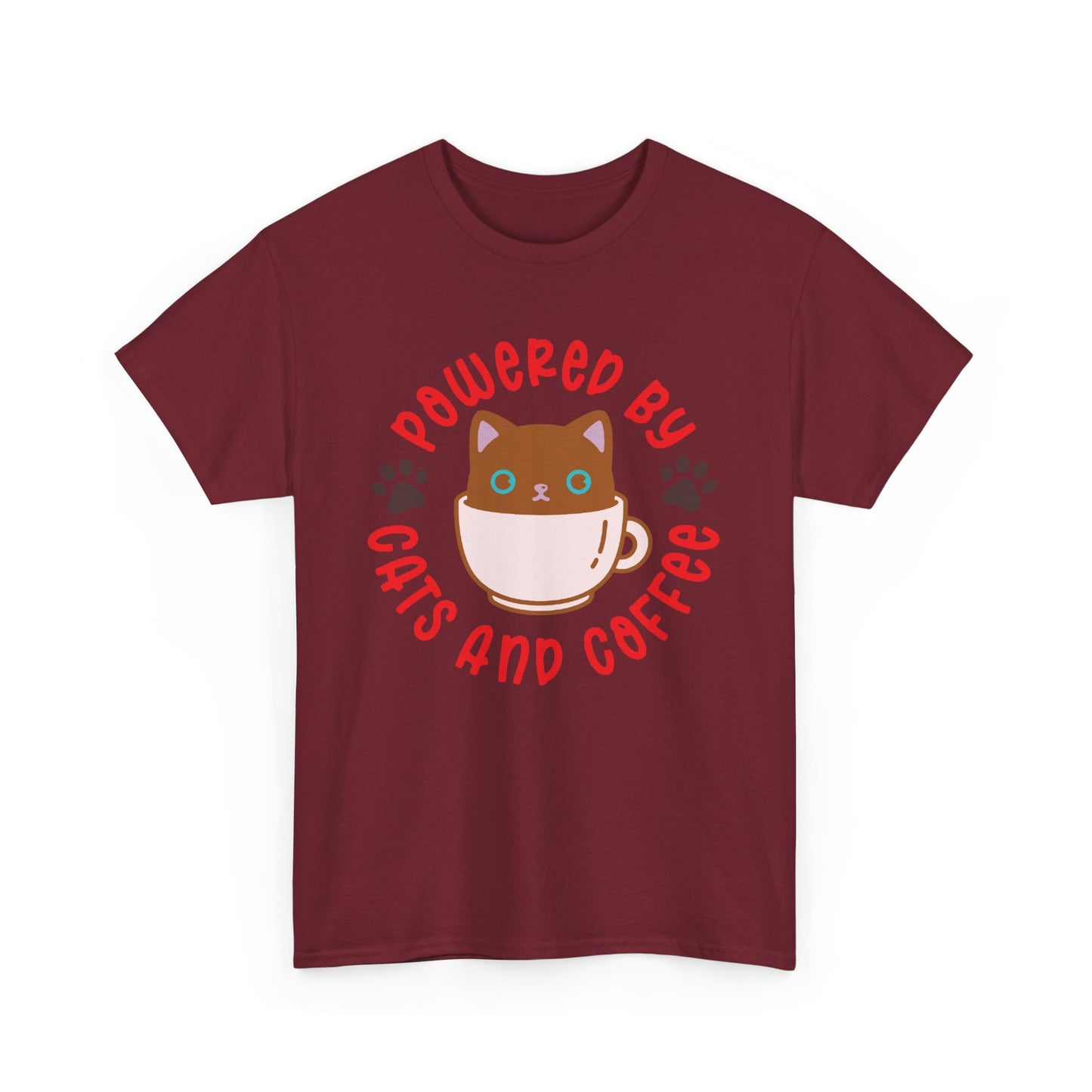 Powered by Cats and Coffee. Heavy Cotton T-Shirt