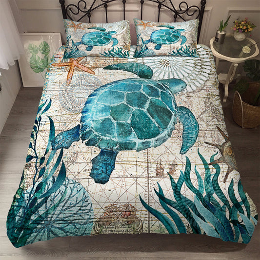 Three piece marine animal bedding set