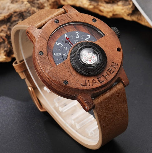 Multifunctional Compass Wood Watch