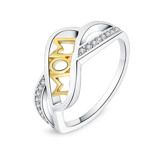 Platinum 18K-Gold Plated Mom Ring