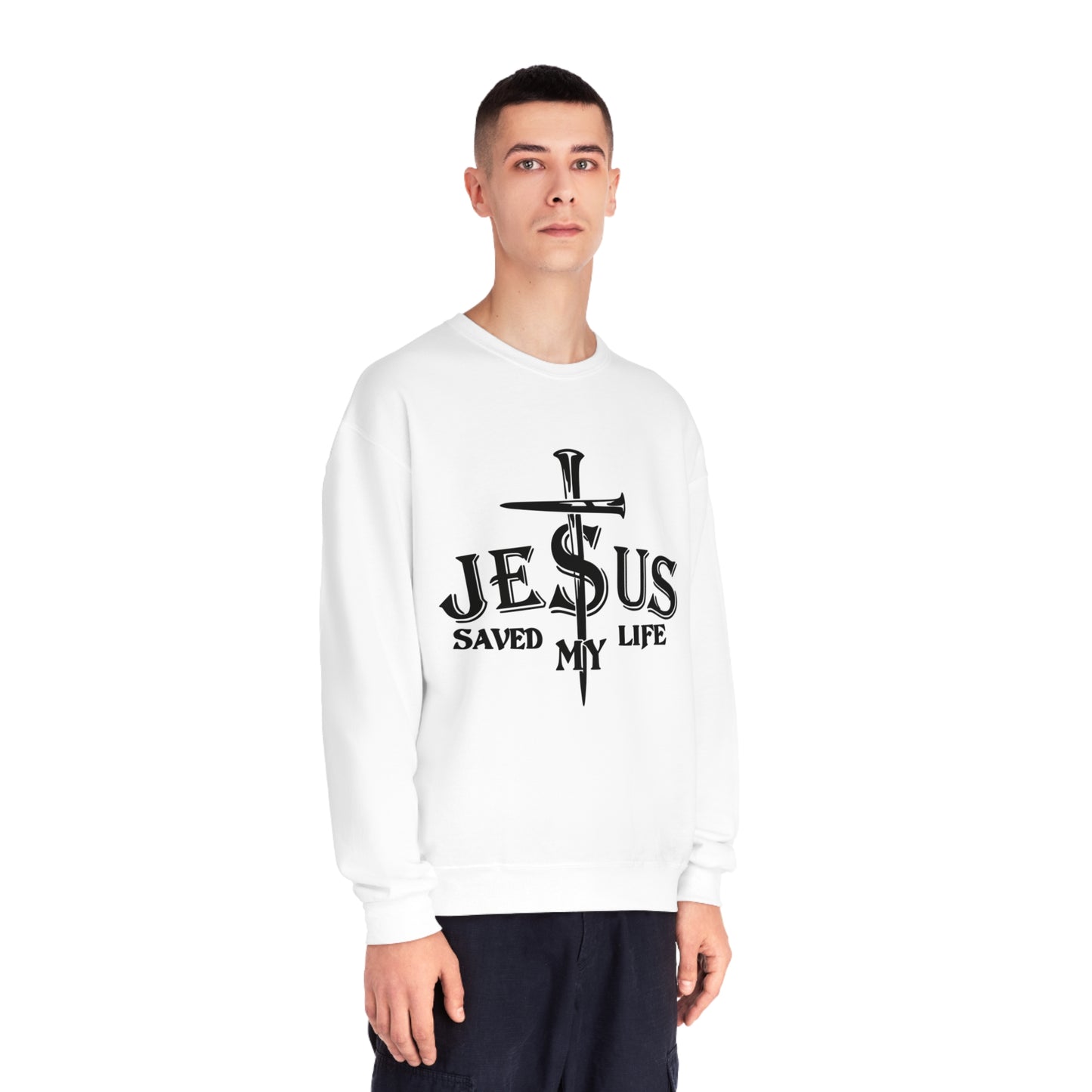 Jesus Saved My Life, Unisex NuBlend® Crewneck Sweatshirt