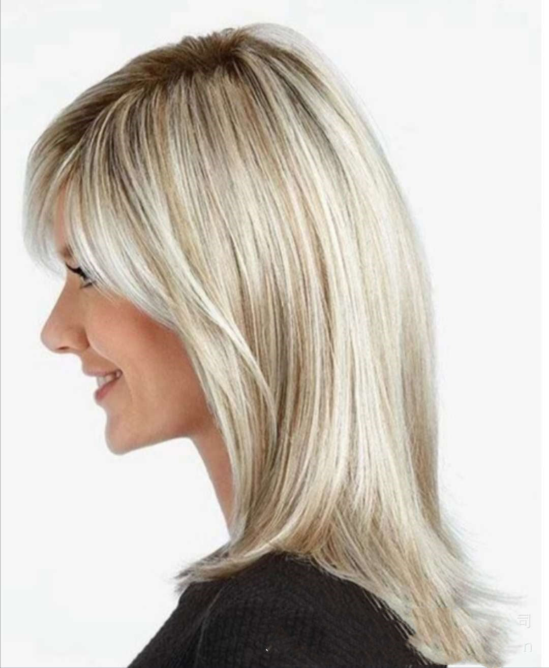 Platinum Highlights Brown Gradient Dyed Chemical Fiber Hair