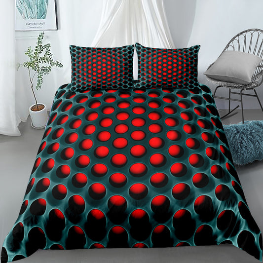 Three-piece honeycomb duvet cover