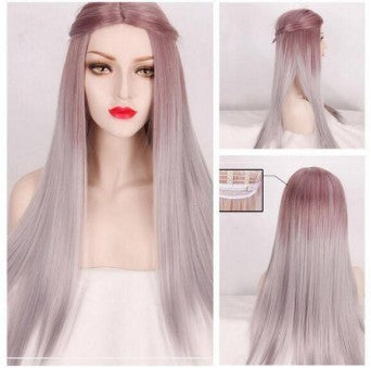 Medium length straight hair with taro color