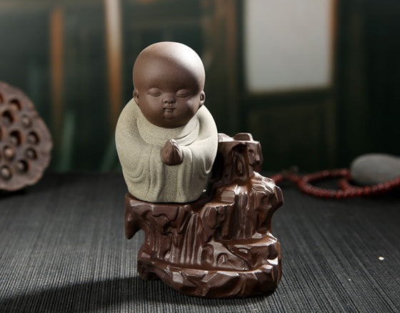 Creative Zisha Little Monk Flowing Water Backflow Incense Burner