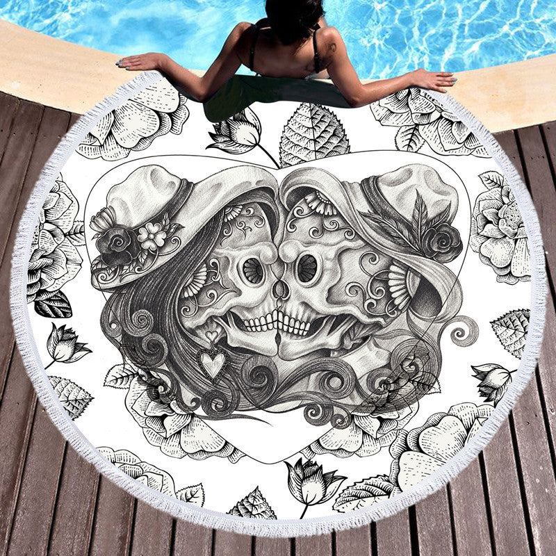 Skull Round Beach Towel