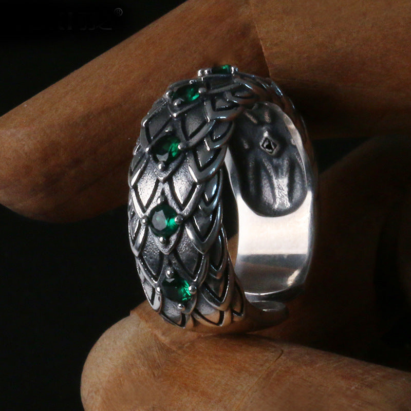 Men's 925 Silver Snake Scales Ring