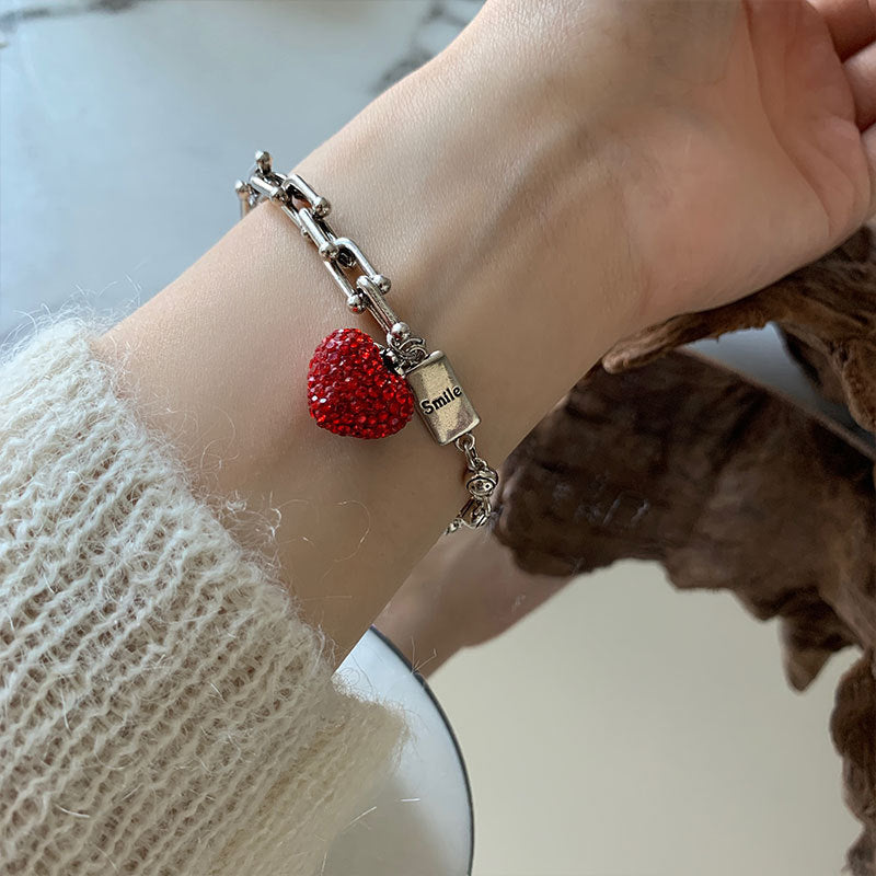 Fashion Strawberry Crystal Bear Bracelet