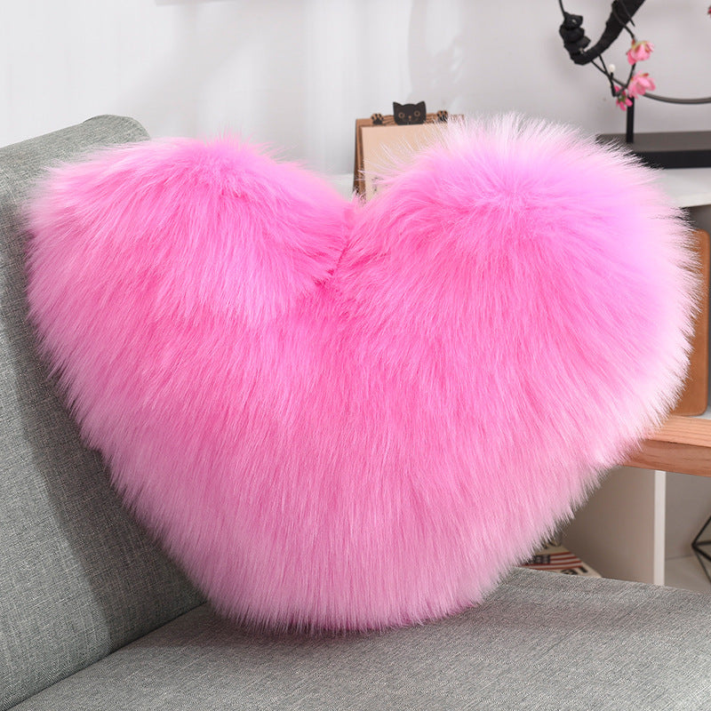 Heart Shape Long Plush Fluffy Pillow Covers