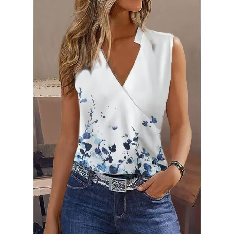 Sleeveless Fashion V-neck Shirt