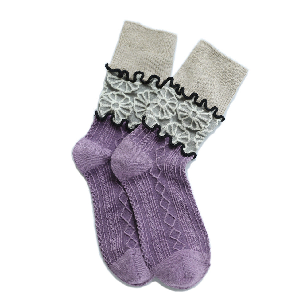 Floral Three-dimensional Loose Socks