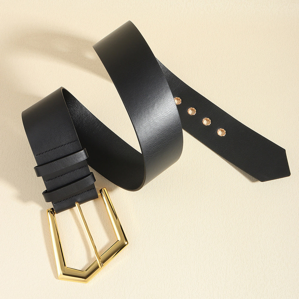 Temperament Ladies Elastic Black Stretch Metal Belt