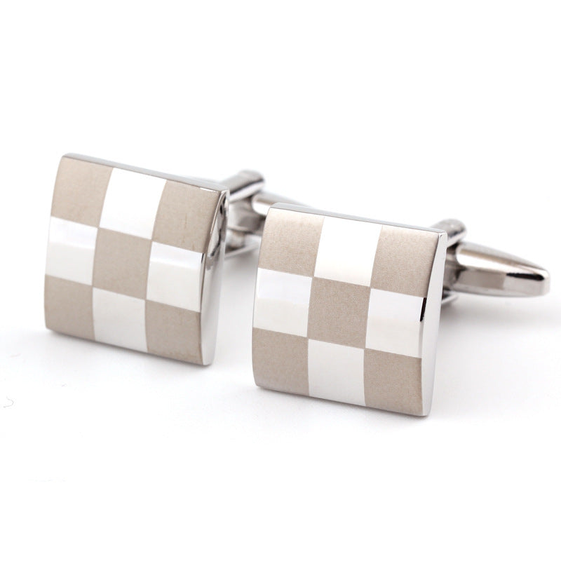 Men's Square Plaid French Cufflinks