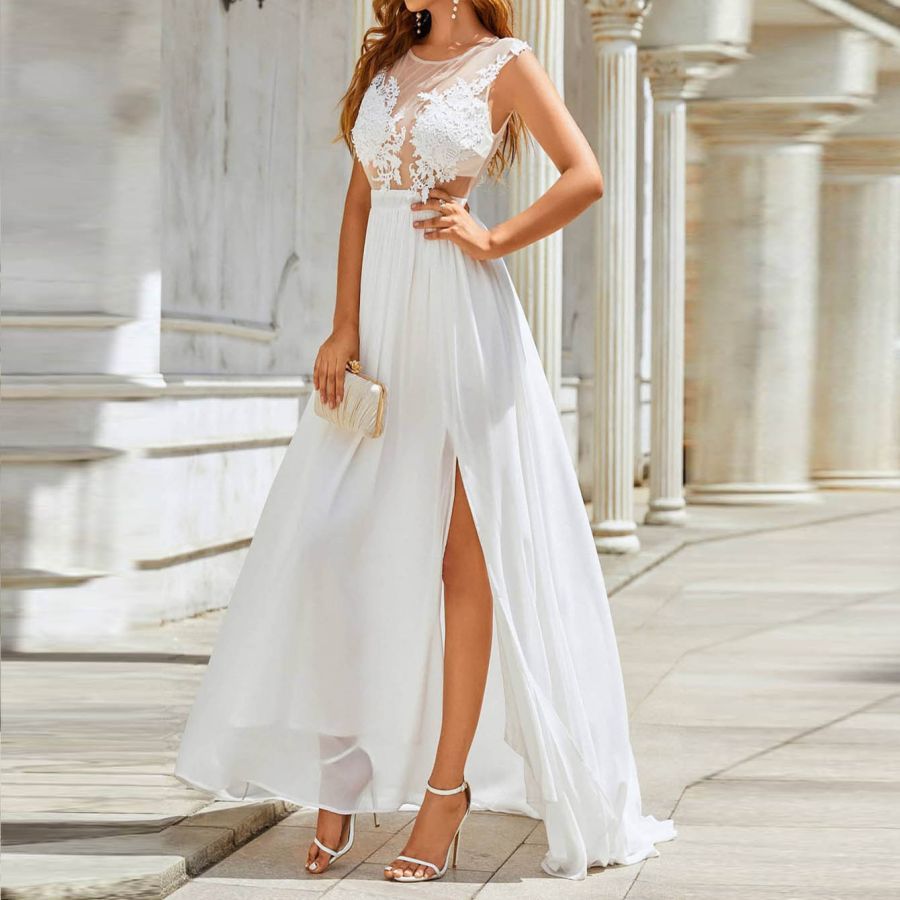 Chiffon Lace Trailing Wedding Dress