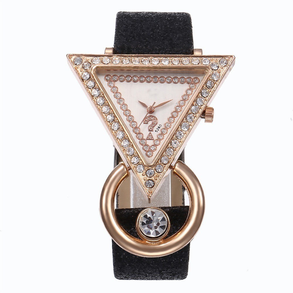 Triangle Diamond Set Metal Dial Watch