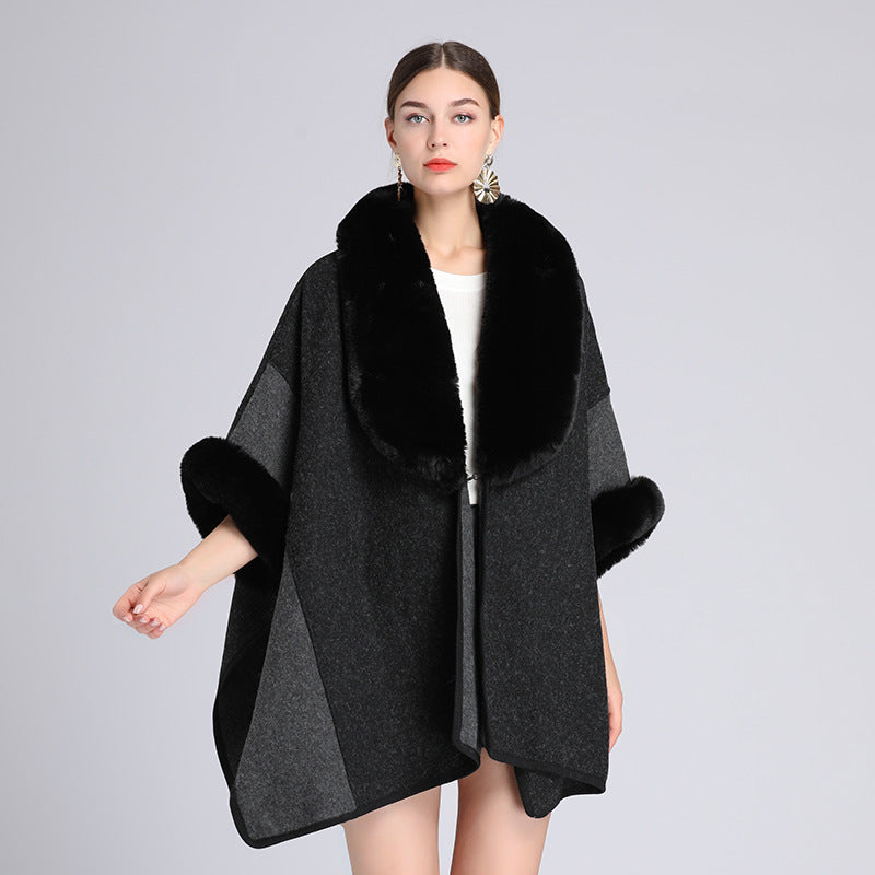 Imitation Rex Rabbit Fur Collar Cape And Shawl