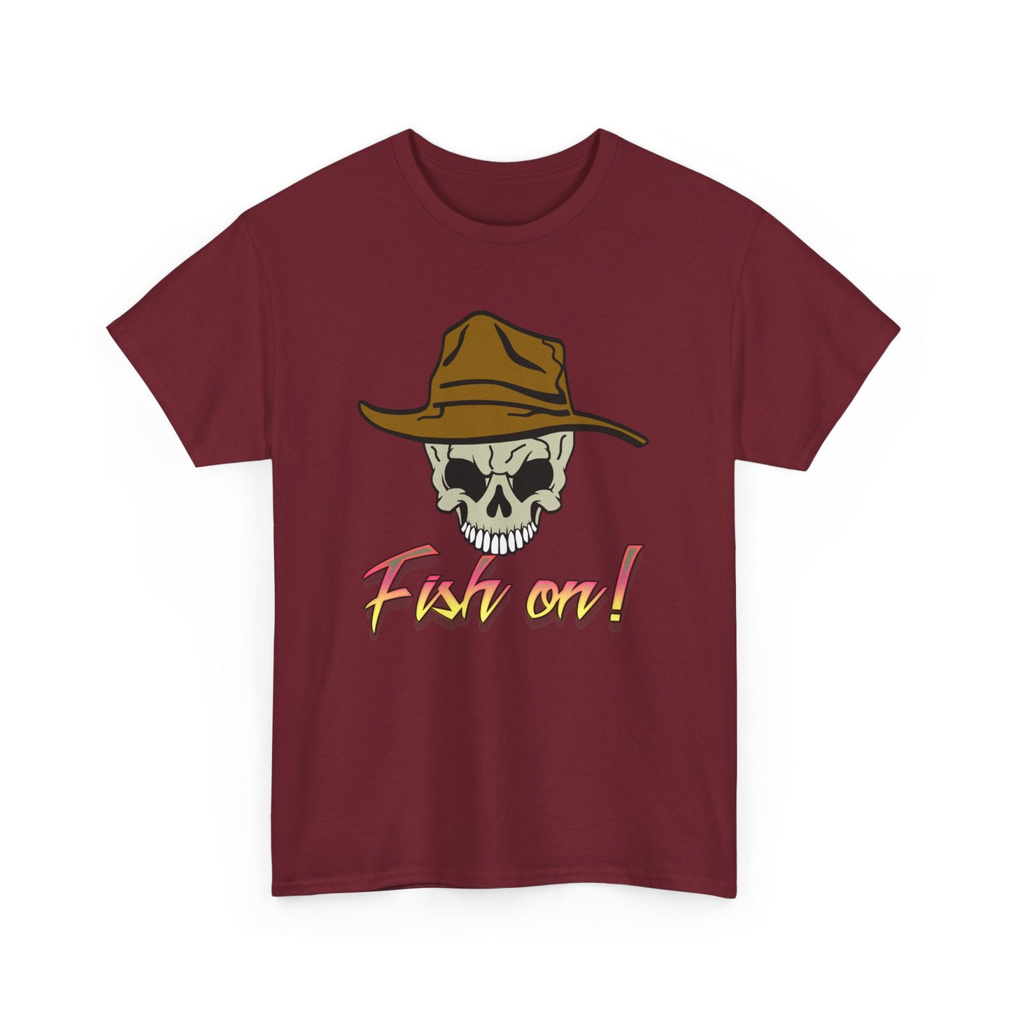 Fish on Skull. Heavy Cotton T-Shirt