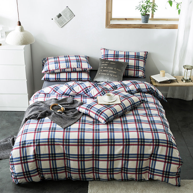 Checkered cotton bedding set