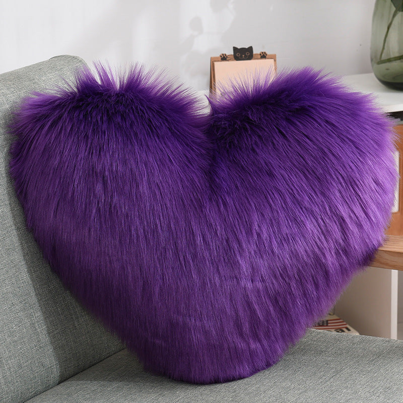 Heart Shape Long Plush Fluffy Pillow Covers