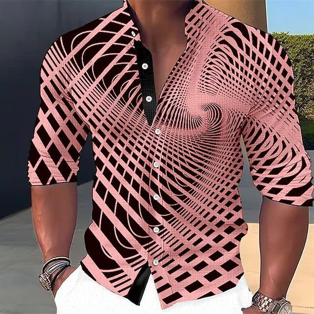 Men's Dizzy Multicolor 3D Digital Printed Round Neck Long Shirt