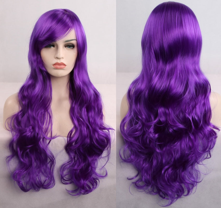 Anime cos wig color 80cm long curly cosplay