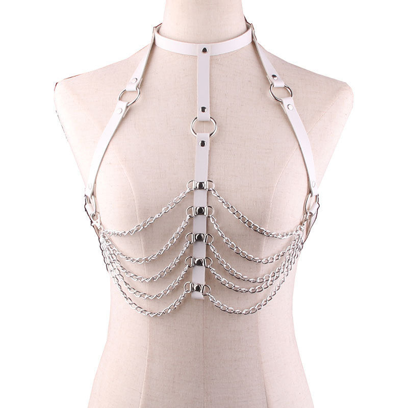 Leather collar body chain